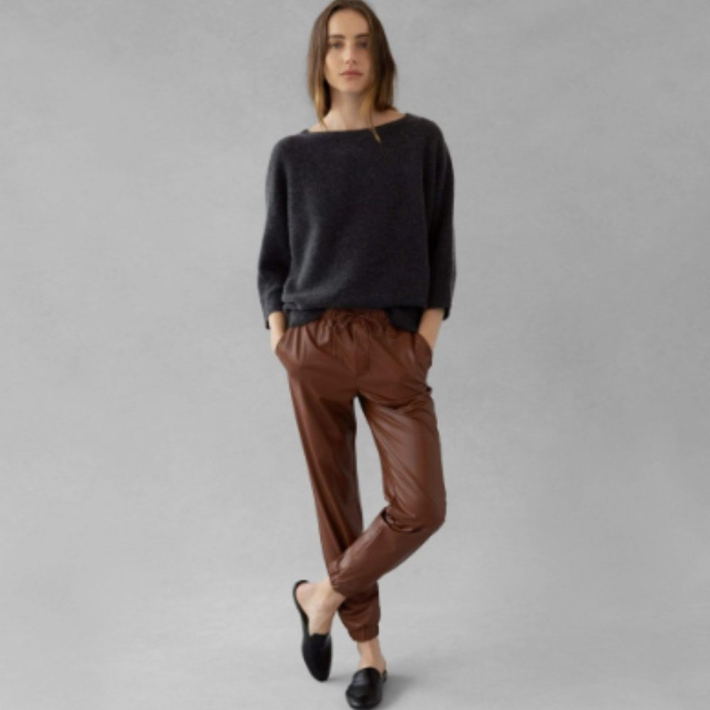 The Reset R Label‎ Vegan Saddle Leather Jogger Soft Pants Size M